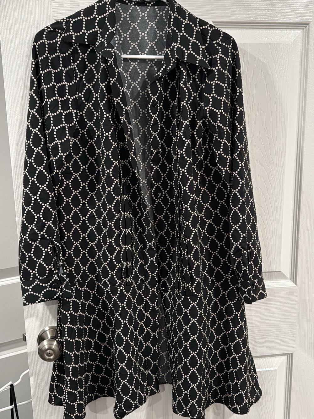 Zara Black Tunic with White Chain Dot Pattern
